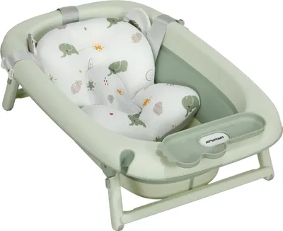 Produktbild von Babybadewanne, faltbar, rutschfester Boden, Elefanten-Badekissen, 86 x 53 x 25,5 cm, Grün