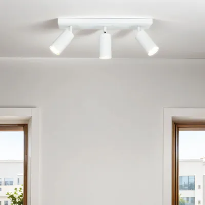 Immagine prodotto di Faretto da soffitto in metallo orientabile bianco GU10 a 3 fiamme allungate