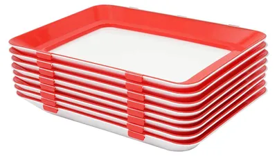 Zdjęcie produktu dla Pojemniki do przechowywania żywności - pojemniki na zapasy - zestaw 8 sztuk. Wodoszczelne, wolne od BPA, możliwość układania w stos. Oszczędność miejsca. Organizer do lodówki - 29,5 x 22,5 x 3 cm - czerwony