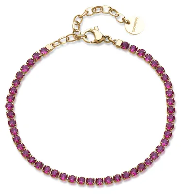 Immagine prodotto di Bracciale tennis placcato oro con zirconi fucsia Desideri BEI106