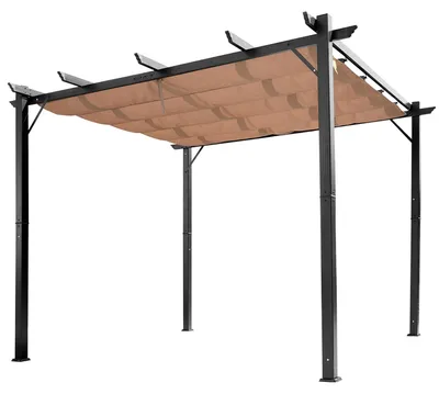 Zdjęcie produktu dla Altanka Pergola Z Regulowanym Dachem Z Tkaniny 3 X 4 M Zadaszenie Tarasowe Aluminiowy Baldachim Chroniący Przed Słońcem Patio Ogrodowe Szary + Brązowy