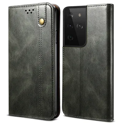 Immagine prodotto di Custodia per Samsung Galaxy S22 Ultra 5G, custodia in pelle flip wallet con funzione stand verde