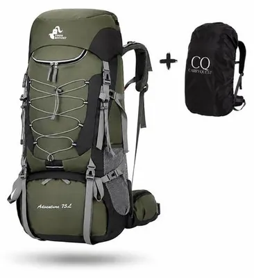 Produktbild von CarryQuest® - 75L Wanderrucksack Nylon Regenhülle Grün