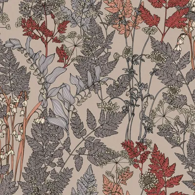 Produktbild von Profhome 377512-GU Blumen Tapete Floral matt beige grau rot 5,33 m2