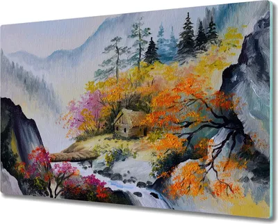 Produktbild von Coloray Hackbrett Herdabdeckplatte 80x52 cm Küchenbrett Kochplattenabdeckung Schneidebrett - Nebel Spitze des Baumes