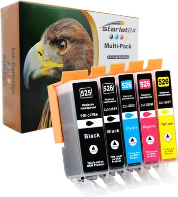 A multi-pack of ink cartridges and their packaging, featuring an eagle's head.