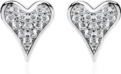 Produktbild von Herz Ohrstecker für Damen von Unique aus Sterlingsilber mit Zirkonia