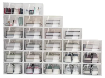 Produktbild von 24 Stapelbare Transparente Schuhboxen zur Aufbewahrung