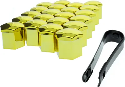 Obrázek produktu pro zlaté kovové kryty šroubů ráfků 17 mm, 20 ks.