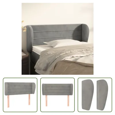 Produktbild von The Living Store Kopfteil mit Ohren Hellgrau 83x23x78/88 cm Samt