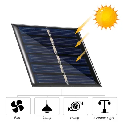 Obrázok produktu pre 0,3 W, 3 V, mini solárny panel z polykryštalického kremíka, malá solárna bunka, DIY, vodotesný, kempingový, prenosný solárny panel, kompatibilný s hračkami, lampami, ventilátormi a záhradnými čerpadlami