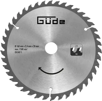 Produktbild von GÜDE Holzsägeblatt HM 160x20x24Z passend zu Kreissäge KS 55-1300