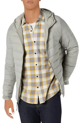 Produktbild von A. Essentials Herren Wasserabweisende Verstaubare Übergangsjacke, Hellgrau, L