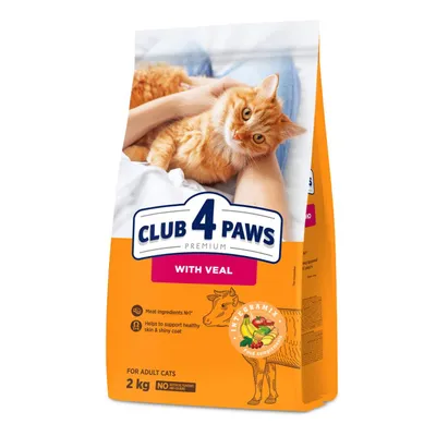 Produktbild von Club 4 Paws Katzen-Trockenfutter mit Kalb, 2 kg