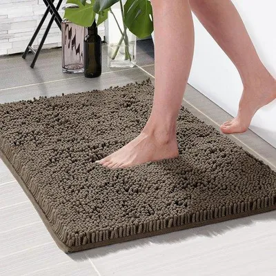 Image de Tapis de bain antidérapant, 50 x 80 cm, marron, 1 pièce, imperméable, moelleux