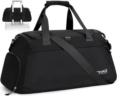 Produktbild von Wasserdichte Sporttaschen für Damen und Herren, Reisetaschen mit nasser Tasche und Schuhfach, tragbar, große Handgepäcktaschen, Trainingsrucksack, Yogatasche, leicht, schwarz