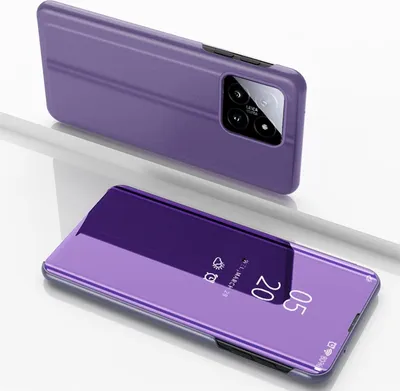 Produktbild von Für Xiaomi 14 Pro View Spiegel Handy Smart Cover Wake UP Funktion Case Lila