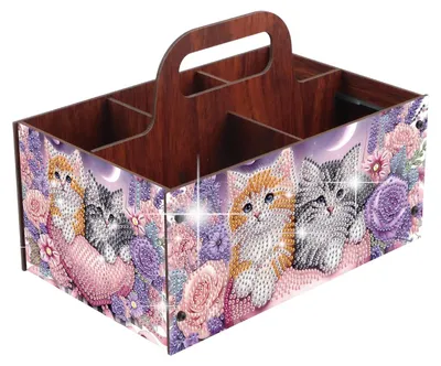Aufbewahrungsbox mit Griff, 24x15,6x11 cm, 5 Fächer, Holz, Organizer