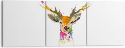 Produktbild von Bild auf Leinwand - Leinwandbild - Deer fantasie Graffiti Grafik - 150x50cm - Wand Bild - Wanddeko - Leinwanddruck - Bilder - Kunstdruck - Wanddekoration - Leinwand bilder - Wandkunst - CA150x50-3161