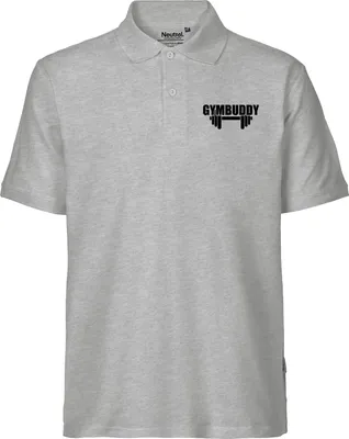 Produktbild von Huuraa Herren Polo Shirt Gymbuddy Hantel S Sport Grey Bio Baumwolle Fairtrade Poloshirt Geschenkidee