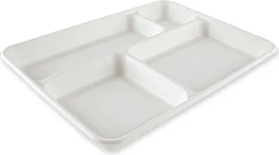 Produktbild von NATURE Star Zuckerrohr-Menütablett 4-geteilt weiß 20 Stück