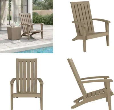 Image de vidaXL Chaise de jardin Adirondack en polypropylène marron clair - Chaise de jardin Adirondack - Chaises de jardin Adirondack - Chaise de jardin Adirondack - Chaise de jardin