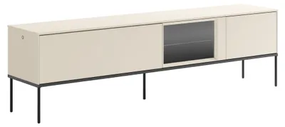 Produktbild von Selsey Bellezo – TV-Lowboard mit beleuchteter Glasvitrine 196 cm, Creme