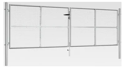 Produktbild von Gartentor Gitterzauntor mit Schloss und Griff, verzinkter Stahl, Silber, 415 x 175 cm