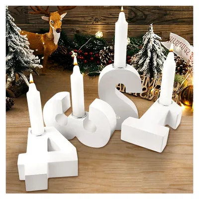 Produktbild von Adventszahlen für Adventskranz 1 2 3 4 Kerzenhalter aus Holz, 4 Stück