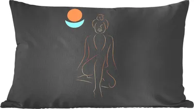 Produktbild von MuchoWow® Zierkissen Sofakissen Wohnzimmer Dekokissen 60x40 cm Frau - Linienkunst - Gold - Meditation - Kopfkissen - Polster mit Foto