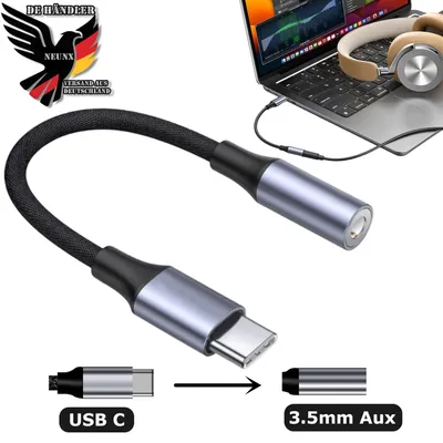 Produktbild von USB Type C auf 3.5 mm Klinkenbuchse Audio AUX Adapter Kopfhörer Klinke Buchse Audio Kabel Audiokabel für Samsung  Galaxy iPhone 16/15 Pro Max Premium