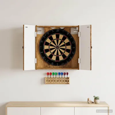 Produktbild von Möbel Dartboard Schrank BREDA Altholz 52,5 x 10,5 x 53,5 cm - Dartpfeile &25175