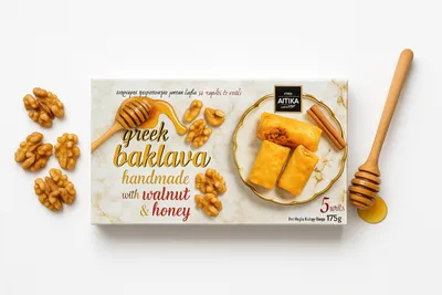 Produktbild von Attika Baklava mit Nüssen und Honig 175 g – Traditionelles griechisches Gebäck
