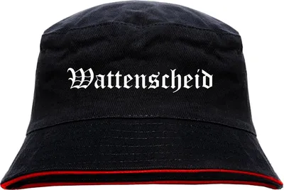 Produktbild von Wattenscheid Anglerhut - Altdeutsche Schrift - Schwarz-Roter Fischerhut S/M SchwarzRot