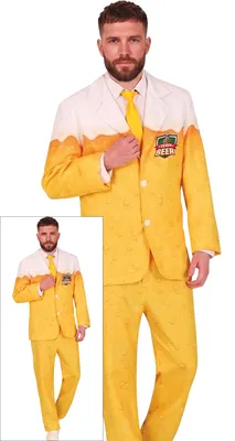 Immagine prodotto di Birra Festa Costume Giacca Pantaloni  Carnevale Evento Outfits, Taglia: 52 - 54 (L) Colore: Giallo