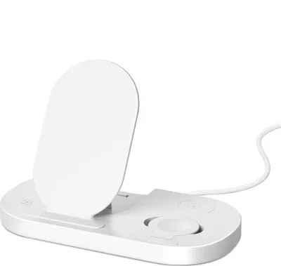 Produktbild von Kabellose Ladestation, 3-in-1-Ladeständer für iPhone, Smartphone, Headset, Smartwatch usw.,White