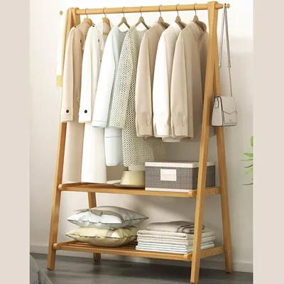 Image de Étagère à vêtements pliante en bois - 116 x 40 x 160 cm