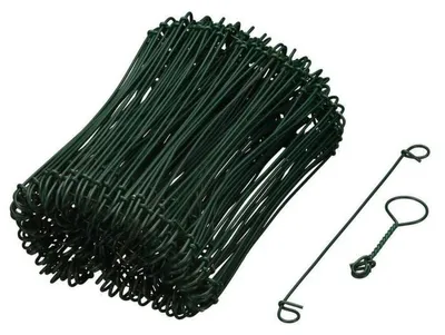 Obrázek produktu pro Balení 200 kusů zelených, pozinkovaných ocelových sponek s plastovým povrchem – (délka 16 cm, průměr 1,4 mm)