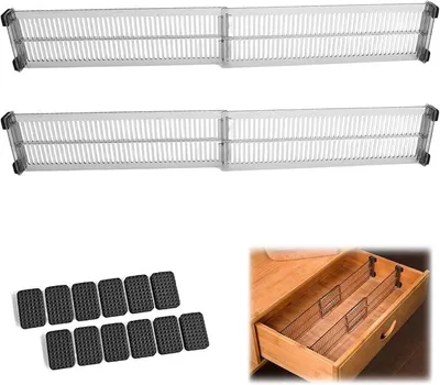 Produktbild von PolkaHome® 4er Set Ladeverteiler Verstellbar Schubladen Organizer Transparent Schwarz Küche Büro Schlafzimmer