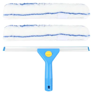 Imagen del producto de Limpiacristales con lámina de silicona y cepillo de microfibra, de 35 cm, para ventanas y espejos
