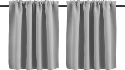 Produktbild von 2er Set Bistrogardine Blickdicht Scheibengardine Kurzgardine Stangendurchzug Gardine, Größe: 76x60cm, Farbe: Grau