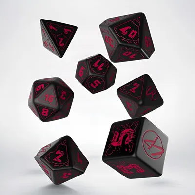 Produktbild von Q-Workshop Cyberpunk Würfelset - Rote RPG Würfel 7 Stück