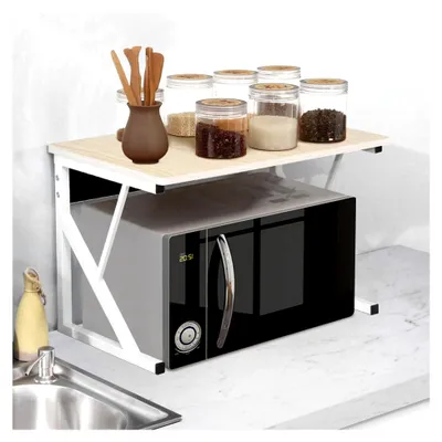 Produktbild von Mikrowellenregal, Stehendes Mikrowellenregal für die Küche, Küchenregal für die Arbeitsplatte, Bäckerregal, Stufiges Küchenregal, Küchenorganizer