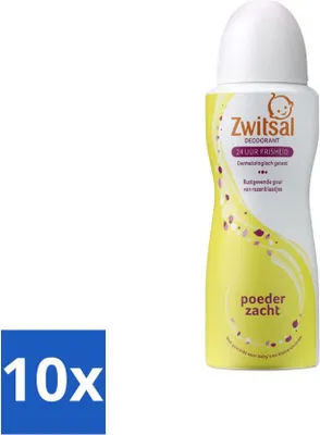 Produktbild von Zwitsal - Deodorant - Puderweich - Für Erwachsene - 100 ml - Vorteilspack - 10 Stücke