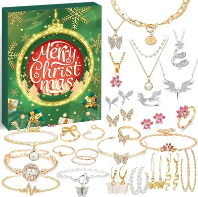 Imagen del producto de Calendario de adviento con adornos, 24 sorpresas, para mujeres, calendario navideño
