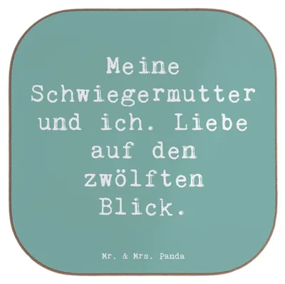 Produktbild von Mr. & Mrs. Panda Tischuntersetzer Spruch Schwiegermutter Liebe - Meeresbrise - Geschenk, Getränkeuntersetzer, eckiger untersetzer, Schwiegereltern, für Gläser, Beziehung