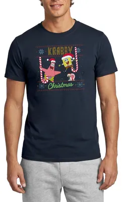 Produktbild von Spreadshirt SpongeBob Schwammkopf Krabby Ugly Christmas Männer T-Shirt, 4XL, Navy