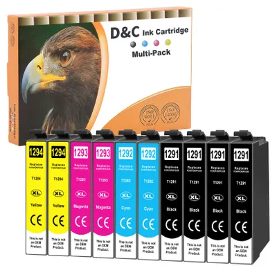 Produktbild von DC 10x T1295 Multipack Druckerpatronen Kompatible mit T1291 T1292 T1293 T1294 Patronen für WF 3520 Stylus BX535WD BX635FWD X420W SX525WD SX535WD