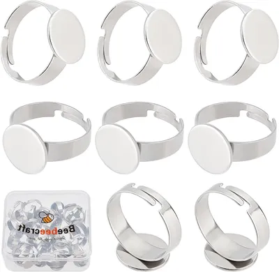 Productafbeelding van Ringen Basisset - Verstelbare ringen - Sieraden maken - Platte basis - 30 stuks - Zilverkleurig