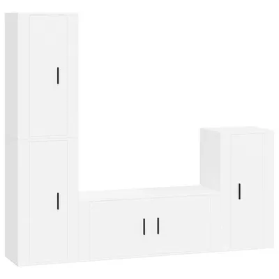 Produktbild von vidaXL 4-tlg. TV-Schrank-Set Weiß Holzwerkstoff
